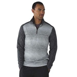 Lululemon | Surge Warm 1/2 Zip Mini Akido Stripe Heathered Black & Silver Spoon